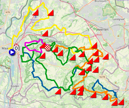 La carte du parcours de l'Amstel Gold Race 2022