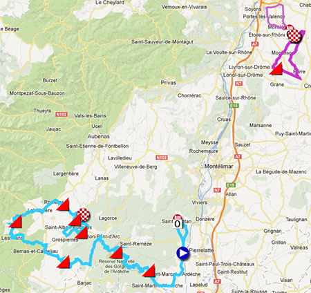 De kaart van de Boucles Drôme Ardèche 2013