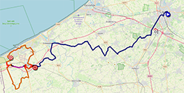The race route of the Classic Brugge-De Panne 2024