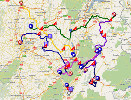 De kaart van het Critérium du Dauphiné 2011