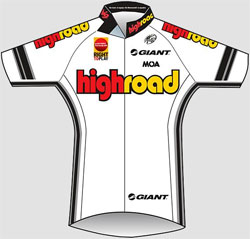 Het nieuwe witte shirt van Team High Road
