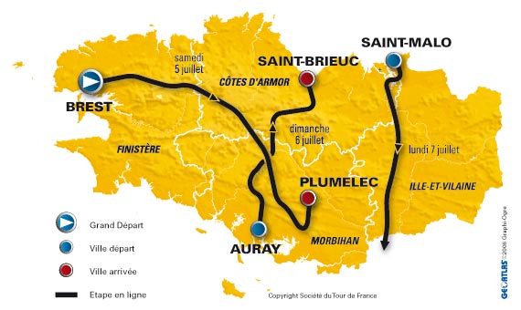 Het parcours in Bretagne -  Société du Tour de France