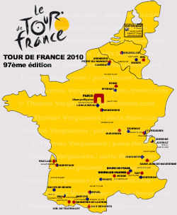 The map of the Tour de France 2010 based on rumours -  Thomas Vergouwen / www.velowire.com