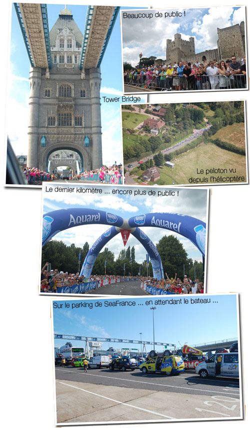Le 8 juillet 2007 : la première étape (Londres > Canterbury) et le transfert vers Calais