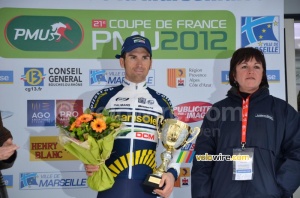 Marco Marcato (Vacansoleil) on the podium (360x)