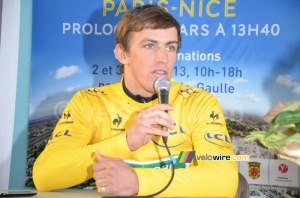 Damien Gaudin (Europcar) wearing the yellow jersey (2) (376x)
