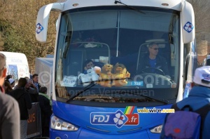 The tropheys in front of the FDJ.fr team bus (357x)