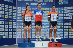 The podium of the women's race: Lesueur, Ferrand Prevot & Riberot (2) (258x)