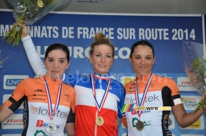 The podium of the women's race: Lesueur, Ferrand Prevot & Riberot (3) (246x)