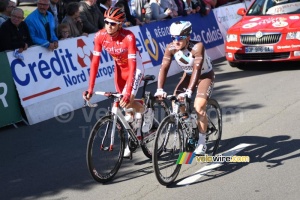 Rudy Molard (Cofidis) & Samuel Dumoulin (AG2R) at the start (351x)