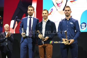 The podium of the Coupe de France FDJ 2022: Julien Simon (TotalEnergies), Amaury Capiot (Arkéa-Samsic) & Marc Sarreau (AG2R Citroën Team) (512x)