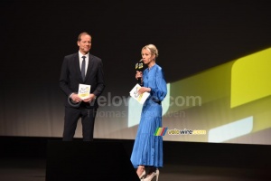 Marion Rousse, Director of the Tour de France Femmes avec Zwift, with Christian Prudhomme (7263x)