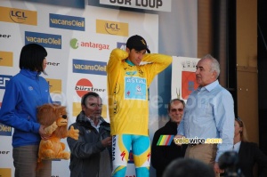 Alberto Contador (Astana) on the podium in Tourrettes-sur-Loup (2) (291x)