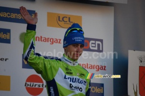 Peter Sagan (Liquigas-Doimo) on the podium in Tourrettes-sur-Loup (382x)