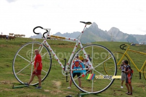 Le vélo à pois et jaune sur le Col d'Aubisque (351x)