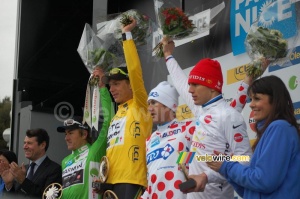 The podium of jerseys for Paris-Nice 2011 (2) (737x)